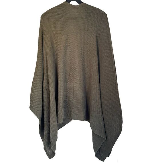 Pure Jill J. Jill Green Ribbed Poncho Batwing Open Cardigan ONE SIZE - Picture 2 of 3
